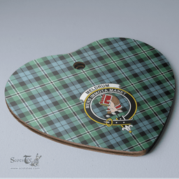 Scottish Melville Clan Tartan Ceramic Ornament - Crest Heart Style Scottish Plaid Tartan Plaid