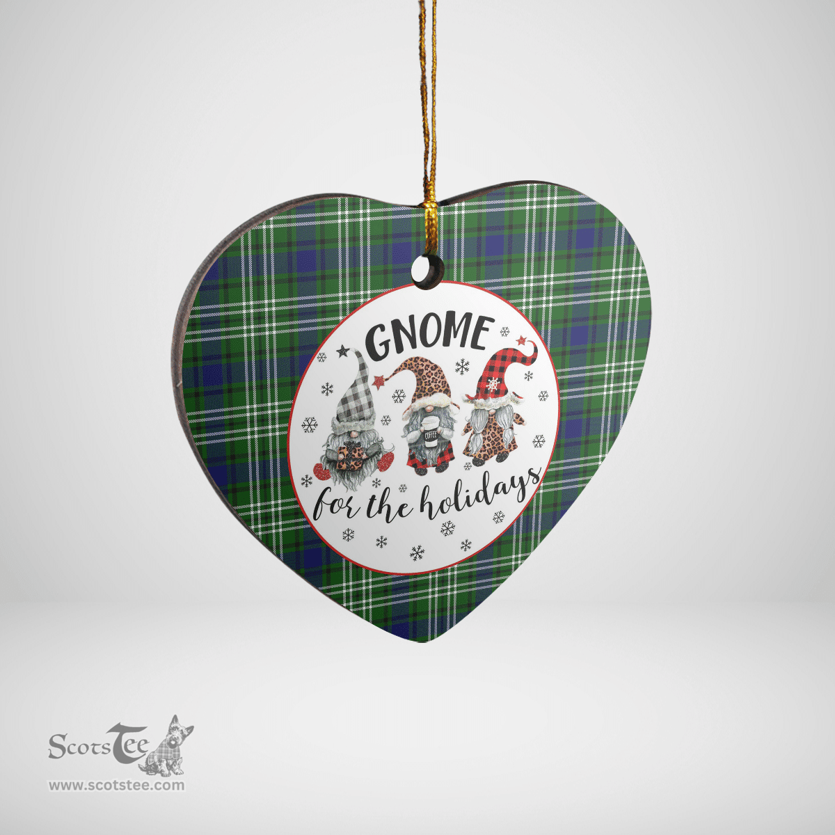 Scottish Tweedside District Clan Tartan Ceramic Ornament - Gnome Heart Style Scottish Plaid Tartan Plaid