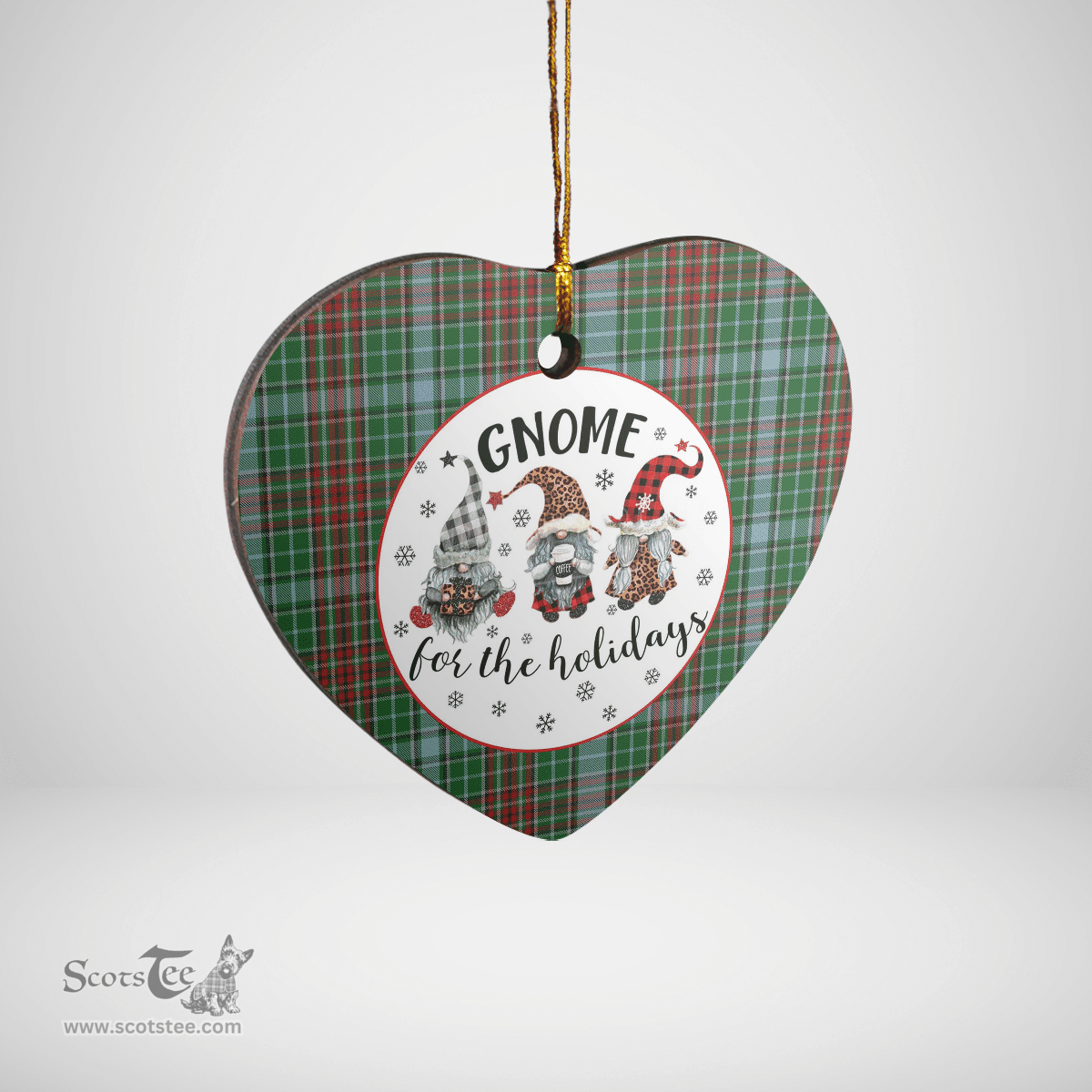 Scottish Gayre Clan Tartan Ceramic Ornament - Gnome Heart Style Scottish Plaid Tartan Plaid