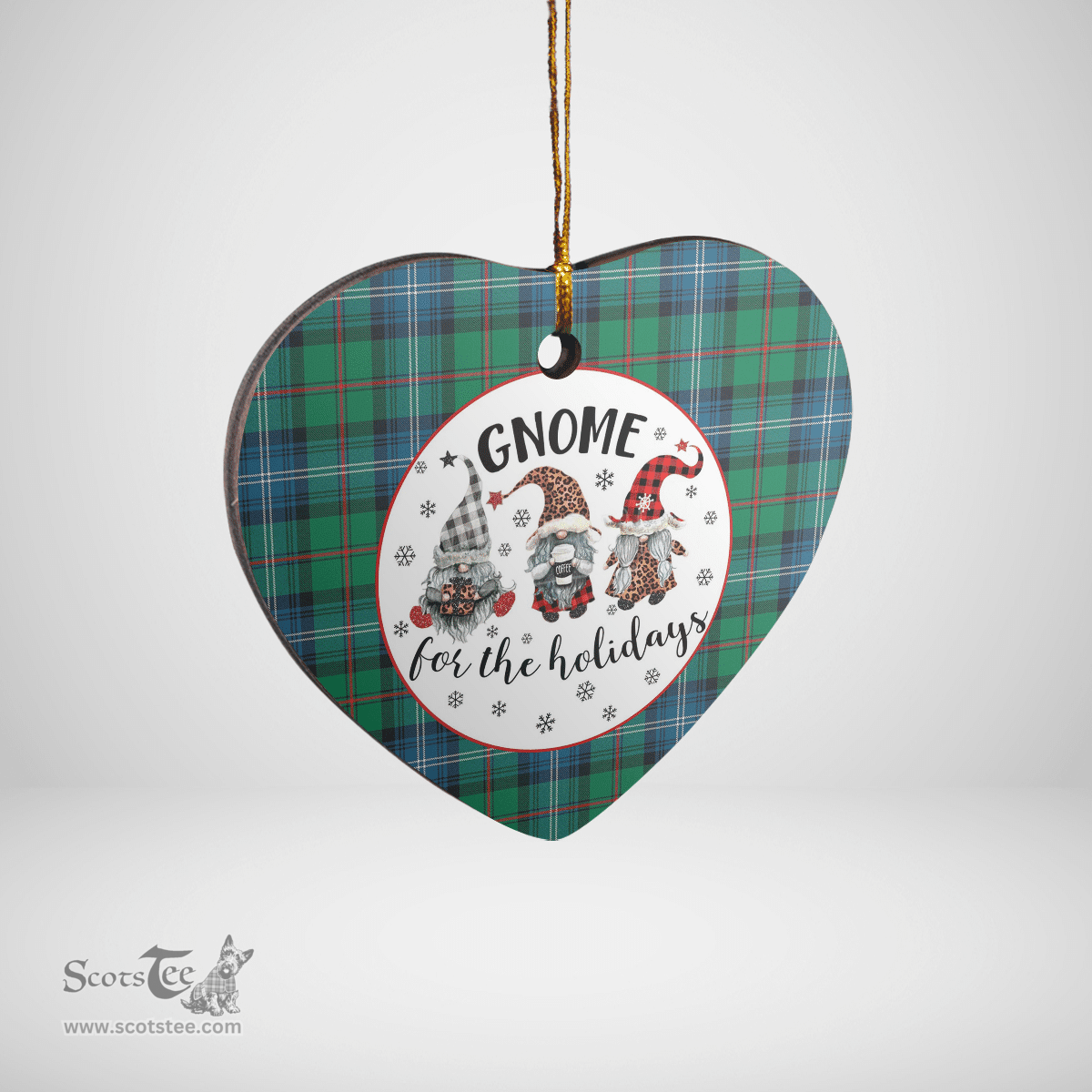 Scottish Urquhart Ancient Clan Tartan Ceramic Ornament - Gnome Heart Style Scottish Plaid Tartan Plaid
