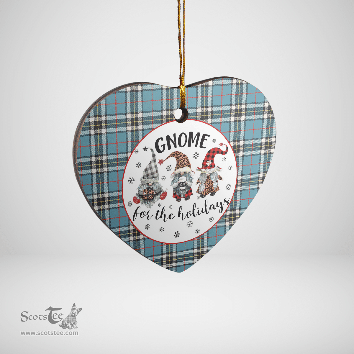 Scottish Thomson Clan Tartan Ceramic Ornament - Gnome Heart Style Scottish Plaid Tartan Plaid