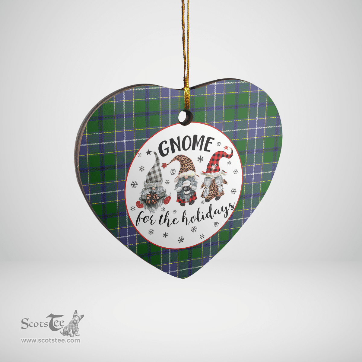 Scottish Wishart Hunting Clan Tartan Ceramic Ornament - Gnome Heart Style Scottish Plaid Tartan Plaid