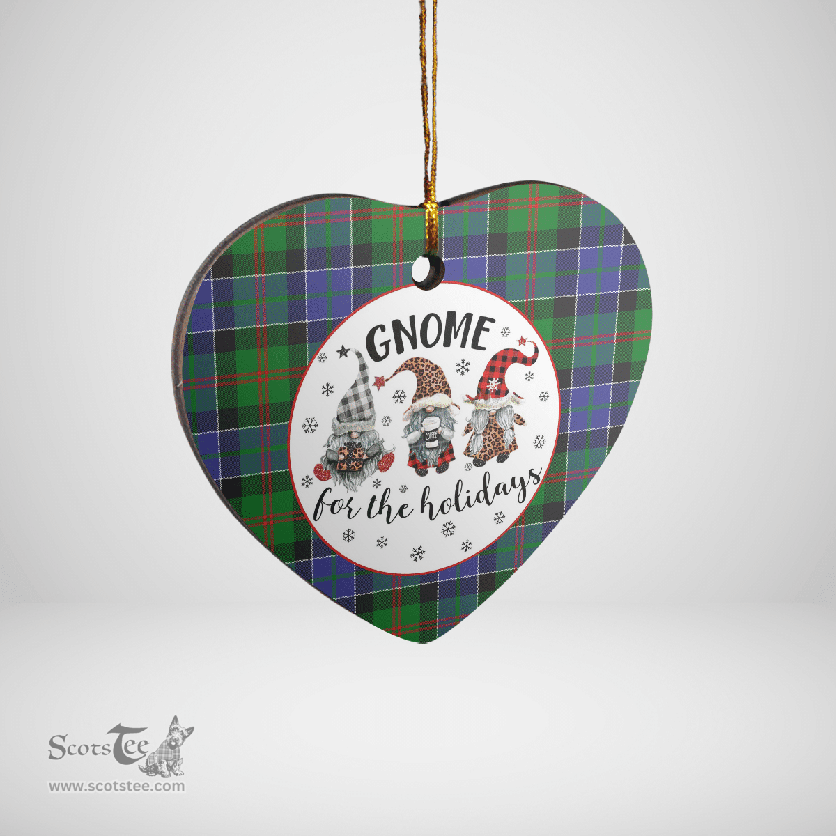 Scottish Paterson Clan Tartan Ceramic Ornament - Gnome Heart Style Scottish Plaid Tartan Plaid