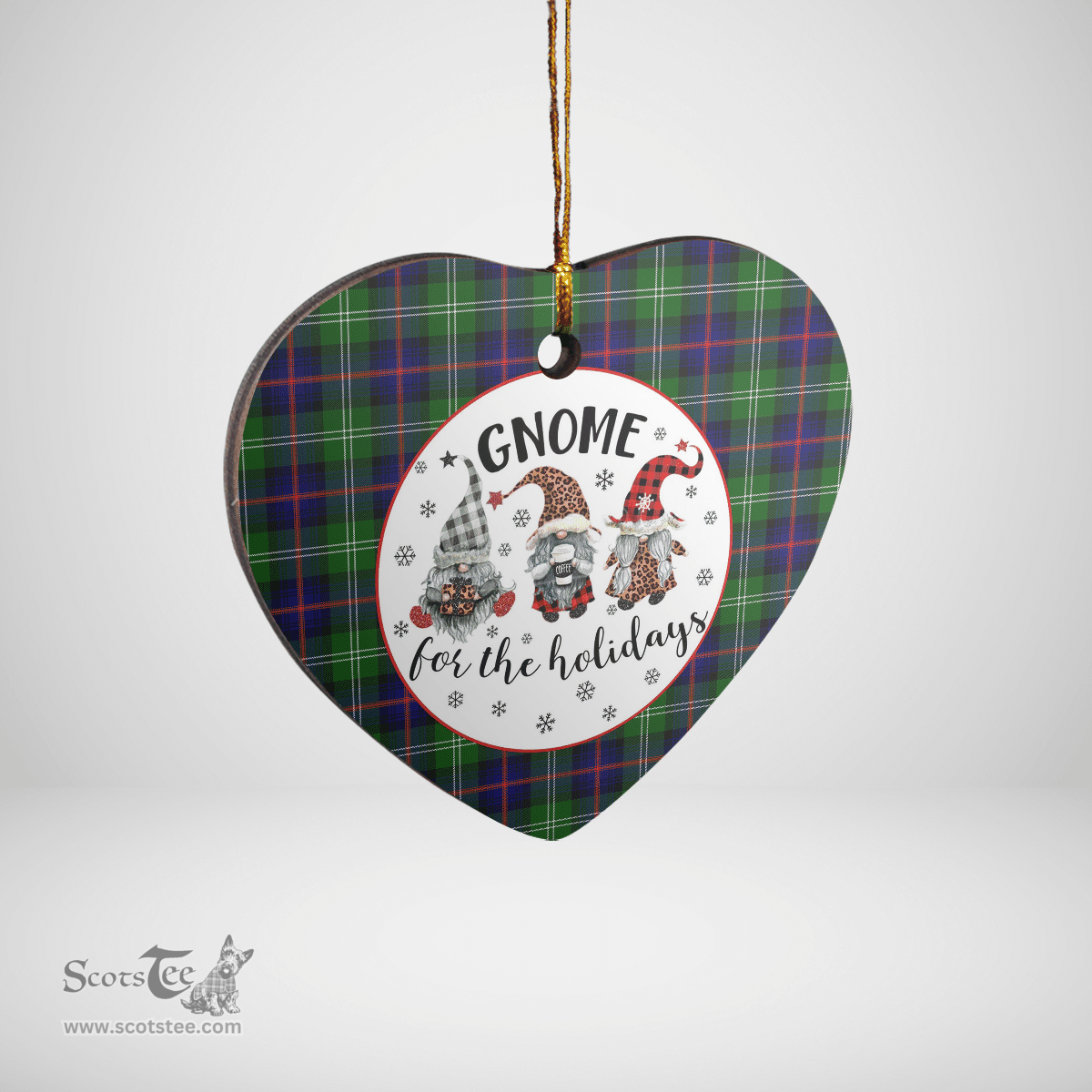 Scottish Sutherland Modern Clan Tartan Ceramic Ornament - Gnome Heart Style Scottish Plaid Tartan Plaid