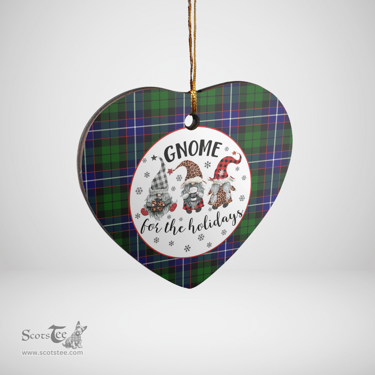 Scottish Russell Modern Clan Tartan Ceramic Ornament - Gnome Heart Style Scottish Plaid Tartan Plaid
