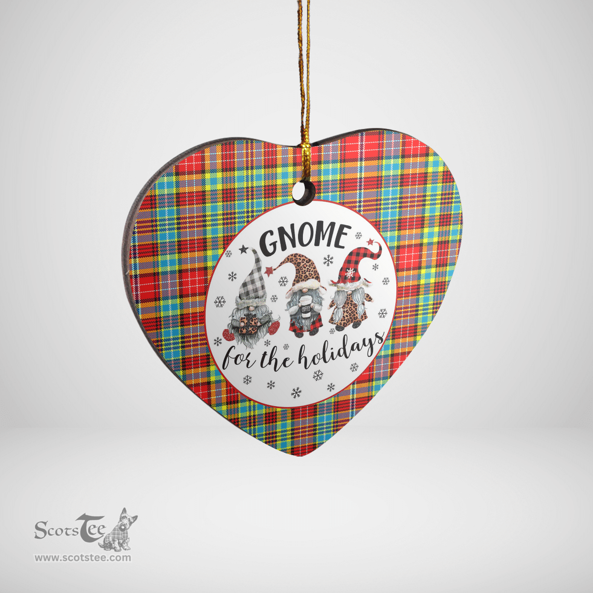 Scottish Ogilvie Clan Tartan Ceramic Ornament - Gnome Heart Style Scottish Plaid Tartan Plaid