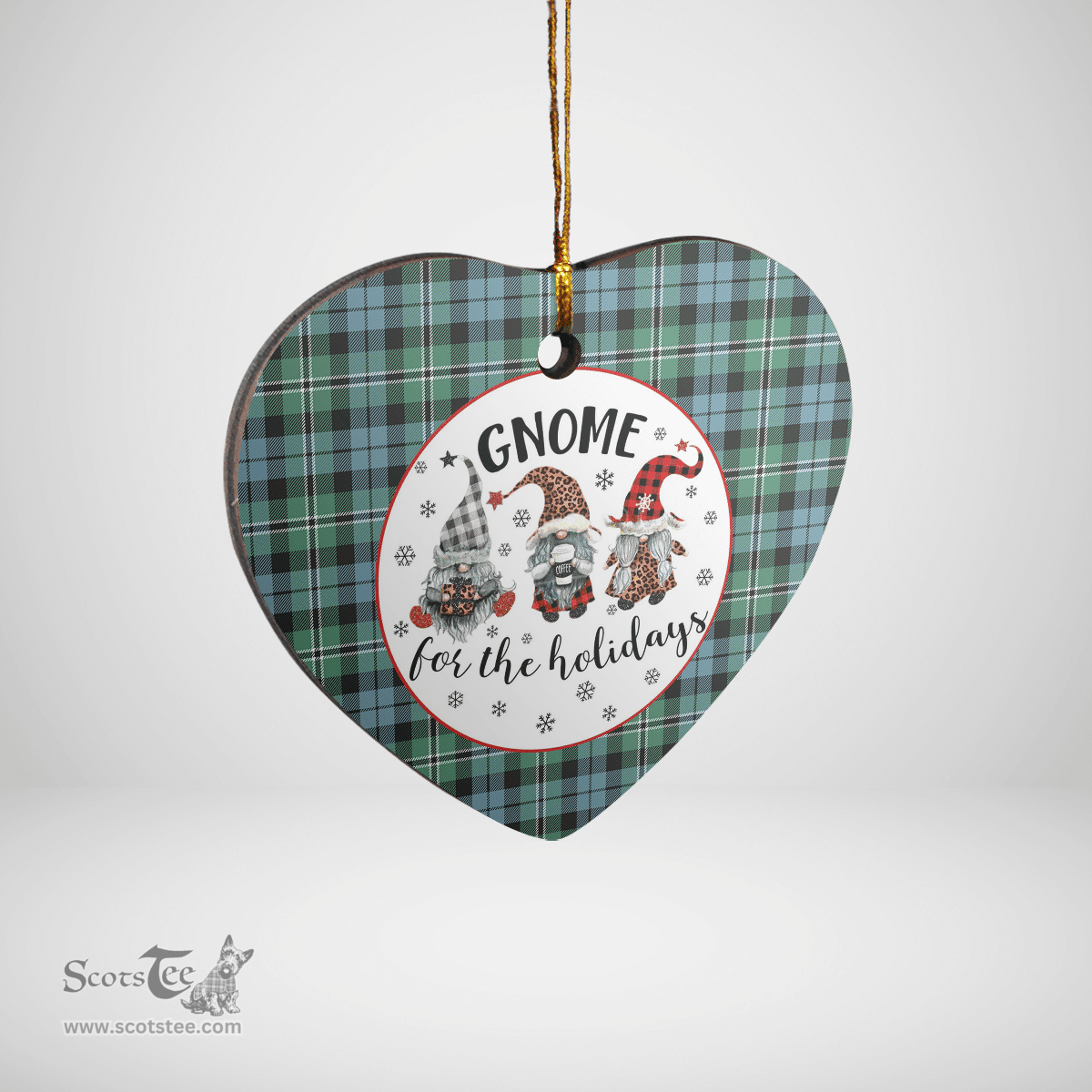 Scottish Melville Clan Tartan Ceramic Ornament - Gnome Heart Style Scottish Plaid Tartan Plaid