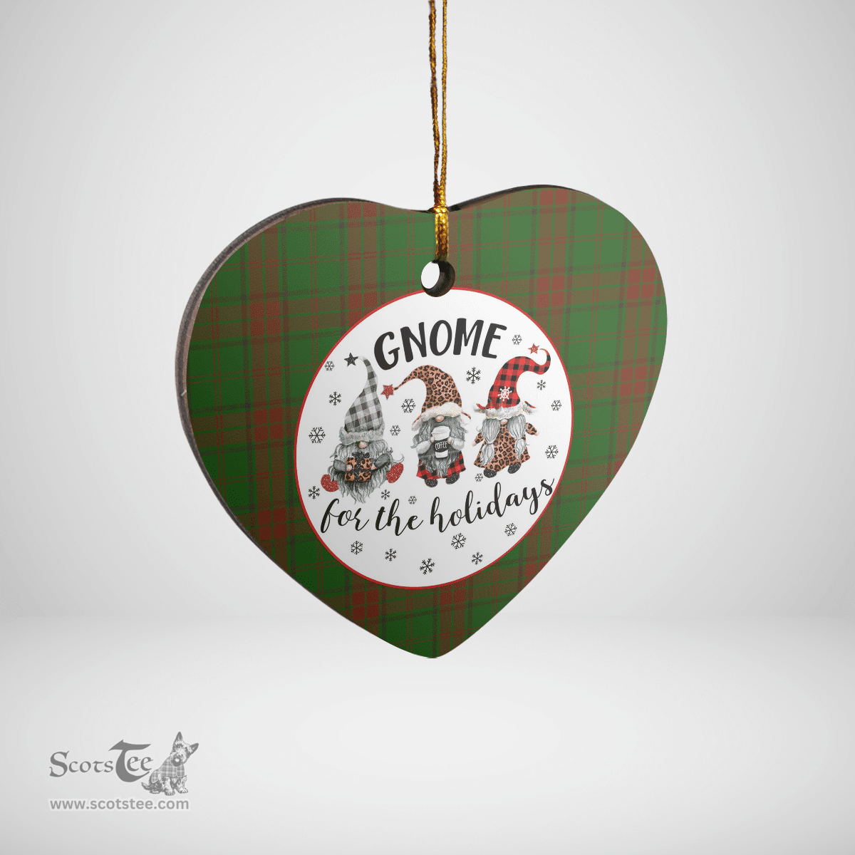 Scottish Maxwell Hunting Clan Tartan Ceramic Ornament - Gnome Heart Style Scottish Plaid Tartan Plaid