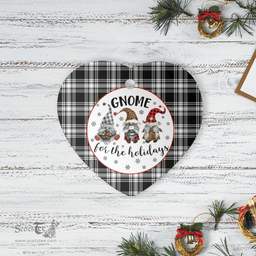 Scottish Menzies Black & White Modern Clan Tartan Ceramic Ornament - Gnome Heart Style Scottish Plaid Tartan Plaid