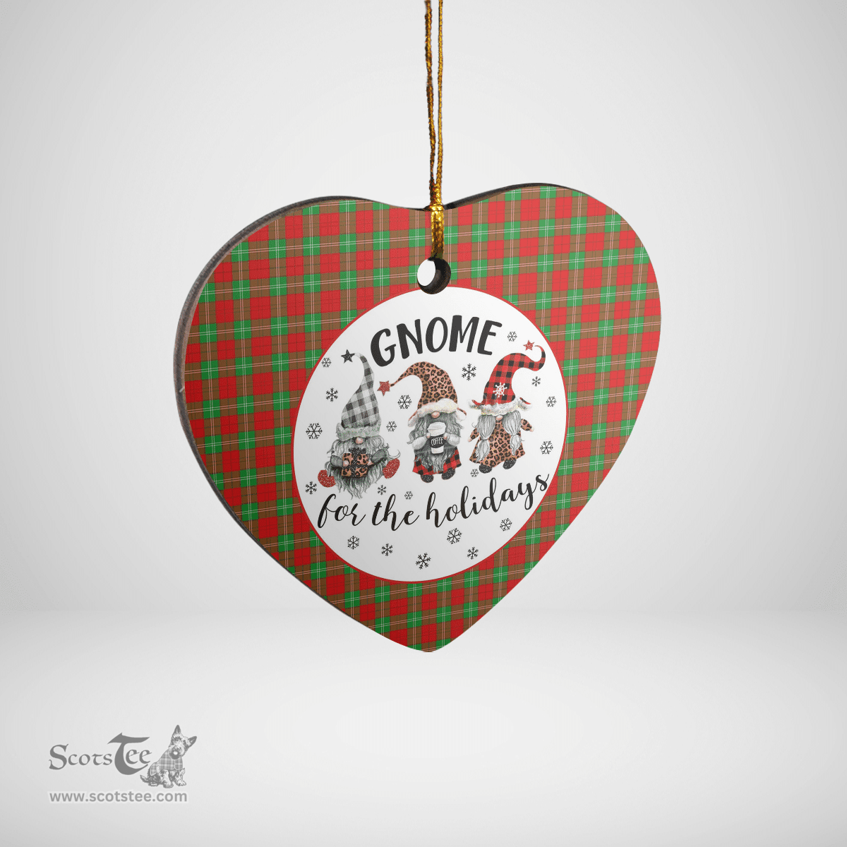 Scottish Gartshore Clan Tartan Ceramic Ornament - Gnome Heart Style Scottish Plaid Tartan Plaid