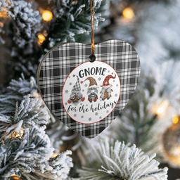 Scottish Menzies Black & White Modern Clan Tartan Ceramic Ornament - Gnome Heart Style Scottish Plaid Tartan Plaid