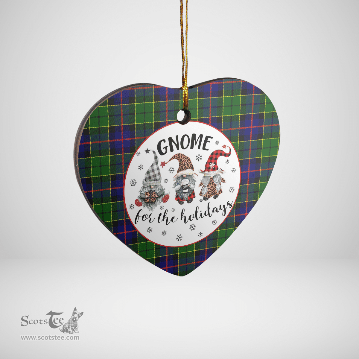 Scottish Forsyth Modern Clan Tartan Ceramic Ornament - Gnome Heart Style Scottish Plaid Tartan Plaid