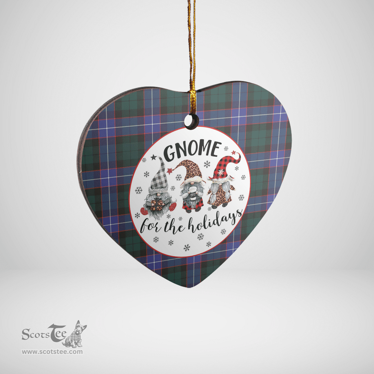 Scottish Guthrie Modern Clan Tartan Ceramic Ornament - Gnome Heart Style Scottish Plaid Tartan Plaid