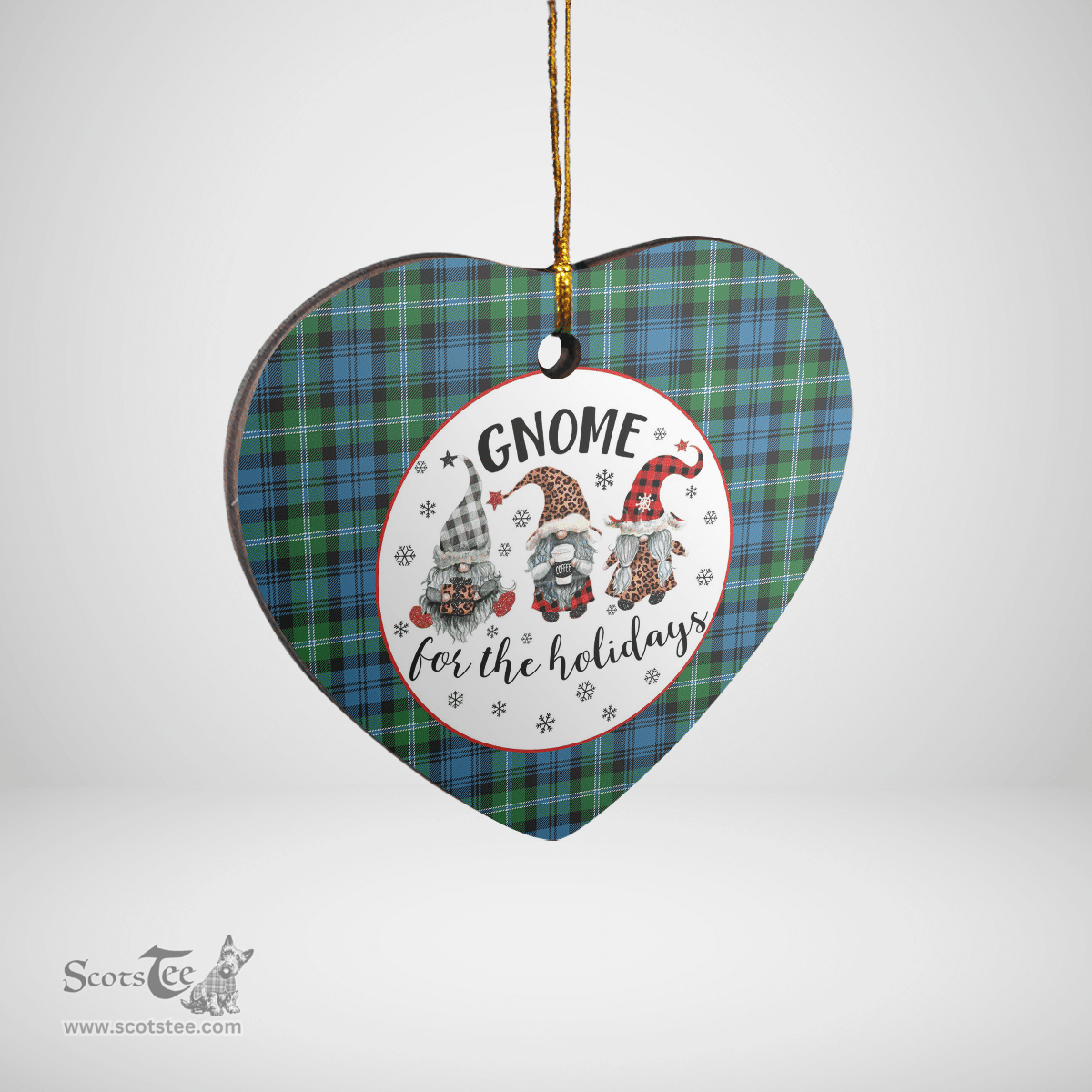 Scottish Lyon Clan Tartan Ceramic Ornament - Gnome Heart Style Scottish Plaid Tartan Plaid