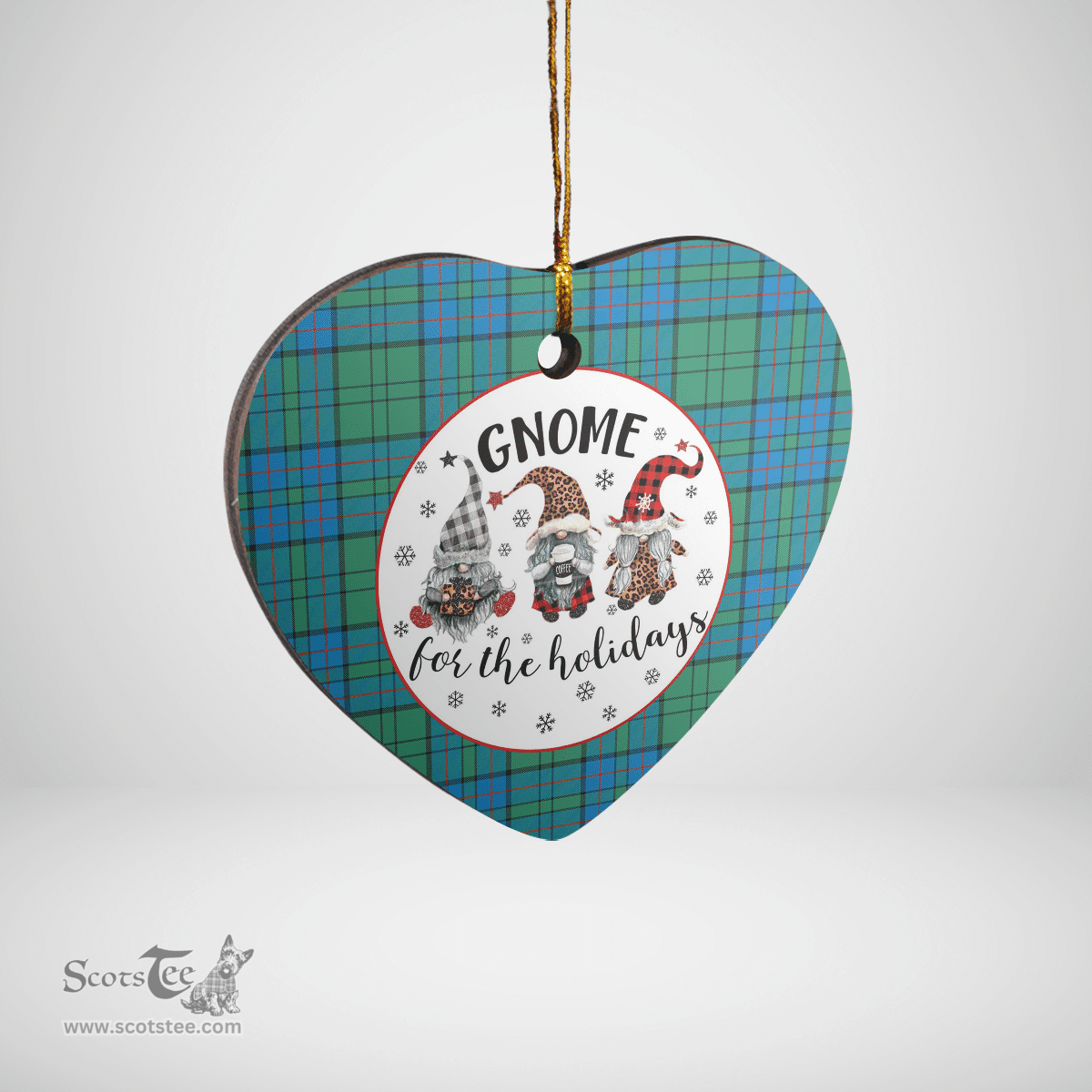 Scottish Lockhart Clan Tartan Ceramic Ornament - Gnome Heart Style Scottish Plaid Tartan Plaid