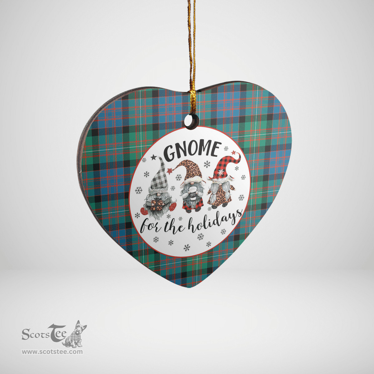 Scottish MacDonnell of Glengarry Ancient Clan Tartan Ceramic Ornament - Gnome Heart Style Scottish Plaid Tartan Plaid