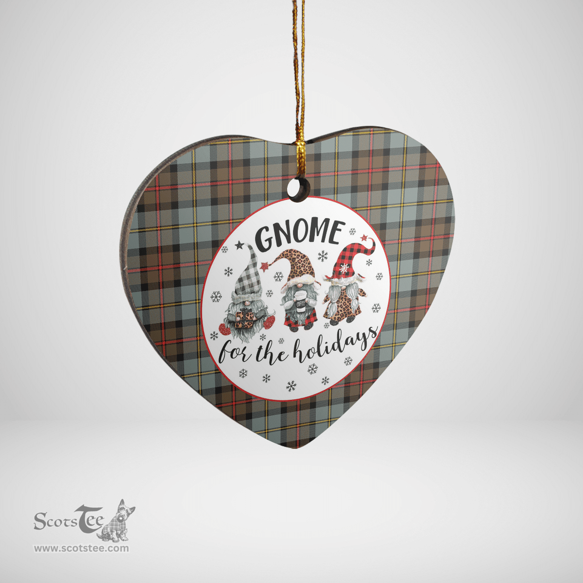 Scottish MacLeod of Harris Weathered Clan Tartan Ceramic Ornament - Gnome Heart Style Scottish Plaid Tartan Plaid