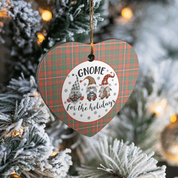 Scottish MacKinnon Ancient Clan Tartan Ceramic Ornament - Gnome Heart Style Scottish Plaid Tartan Plaid