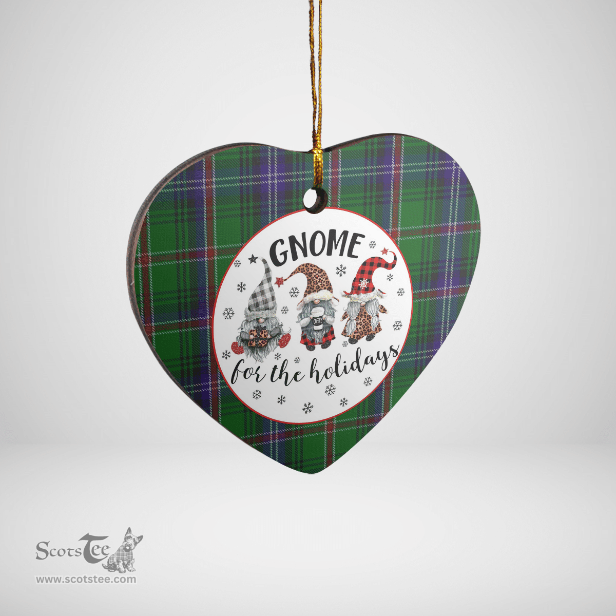 Scottish Kirby Clan Tartan Ceramic Ornament - Gnome Heart Style Scottish Plaid Tartan Plaid