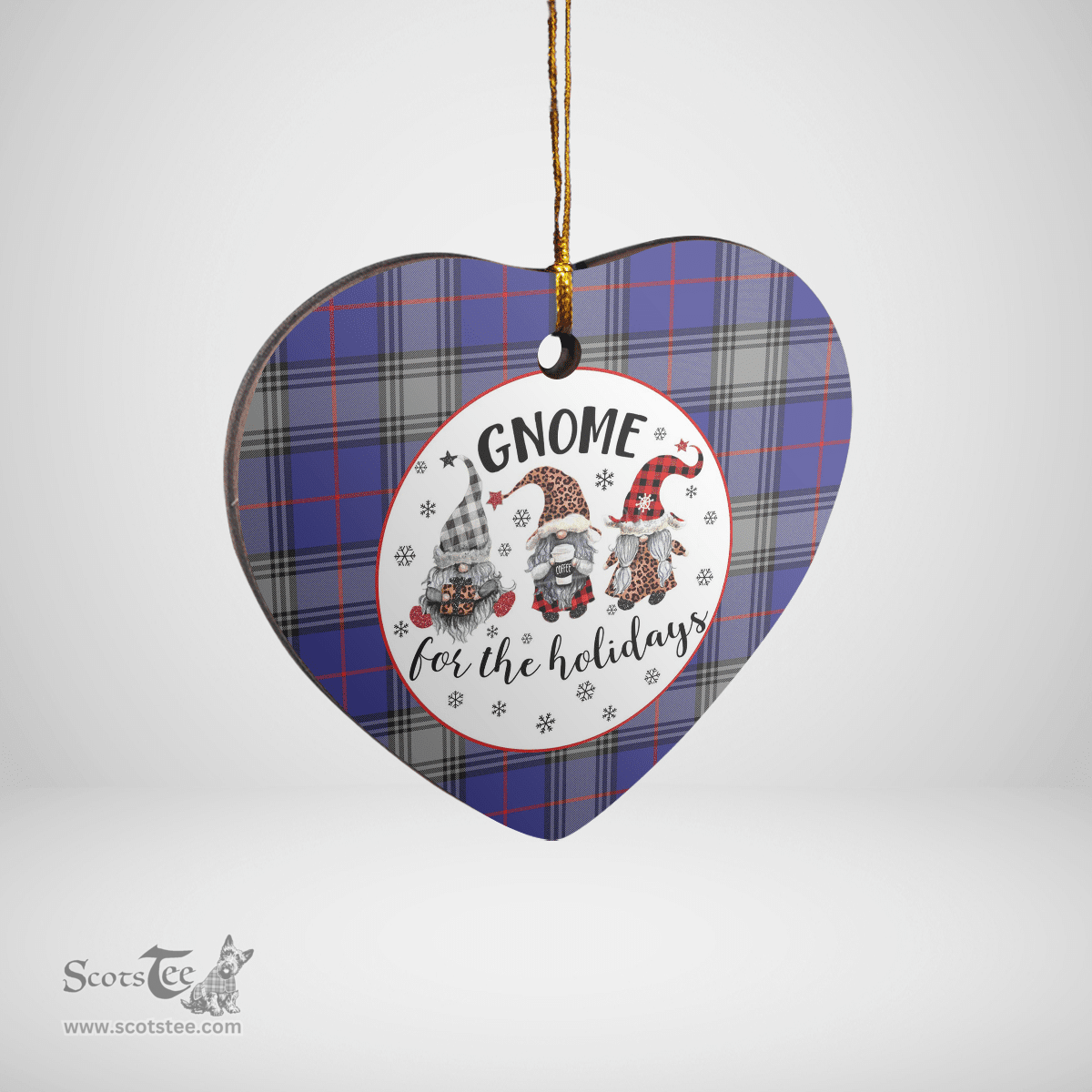 Scottish Kinnaird Clan Tartan Ceramic Ornament - Gnome Heart Style Scottish Plaid Tartan Plaid