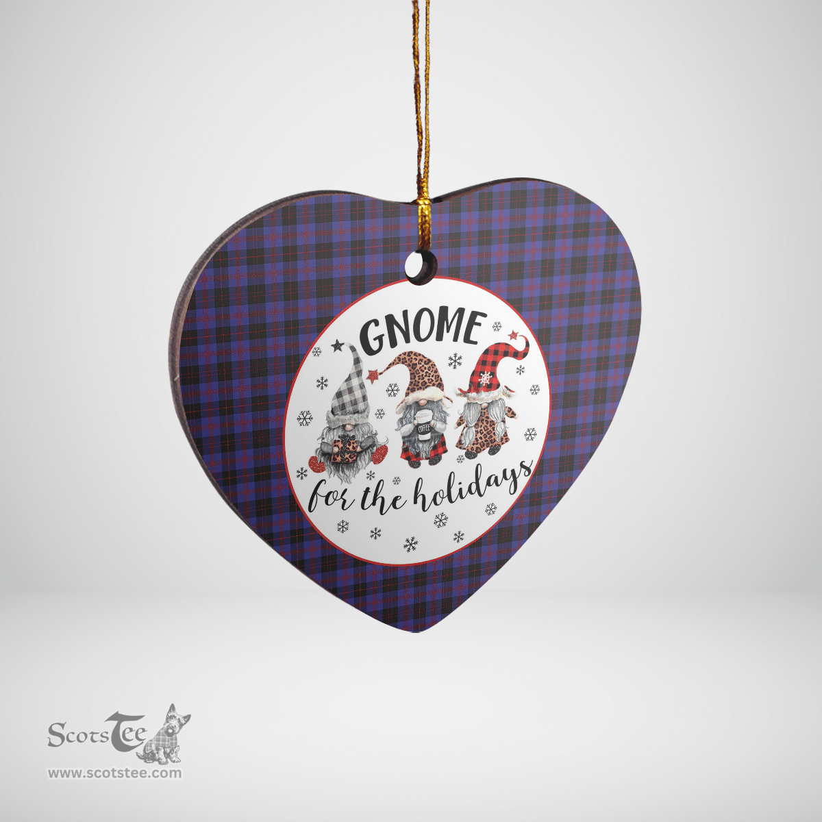 Scottish Horsburgh Clan Tartan Ceramic Ornament - Gnome Heart Style Scottish Plaid Tartan Plaid