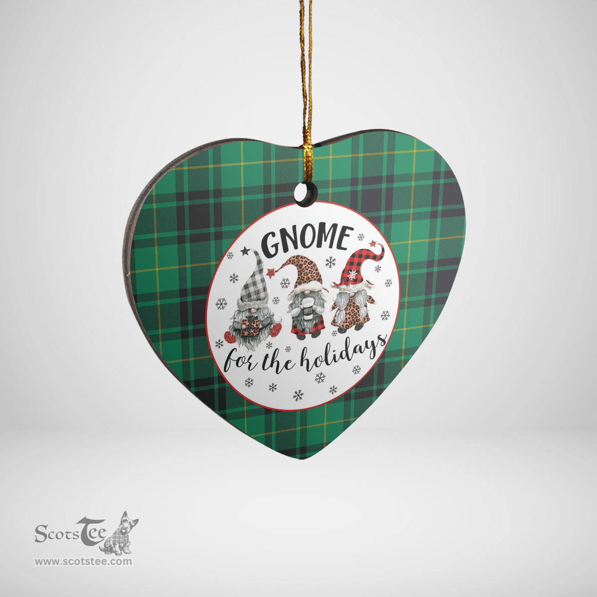 Scottish MacArthur Ancient Clan Tartan Ceramic Ornament - Gnome Heart Style Scottish Plaid Tartan Plaid