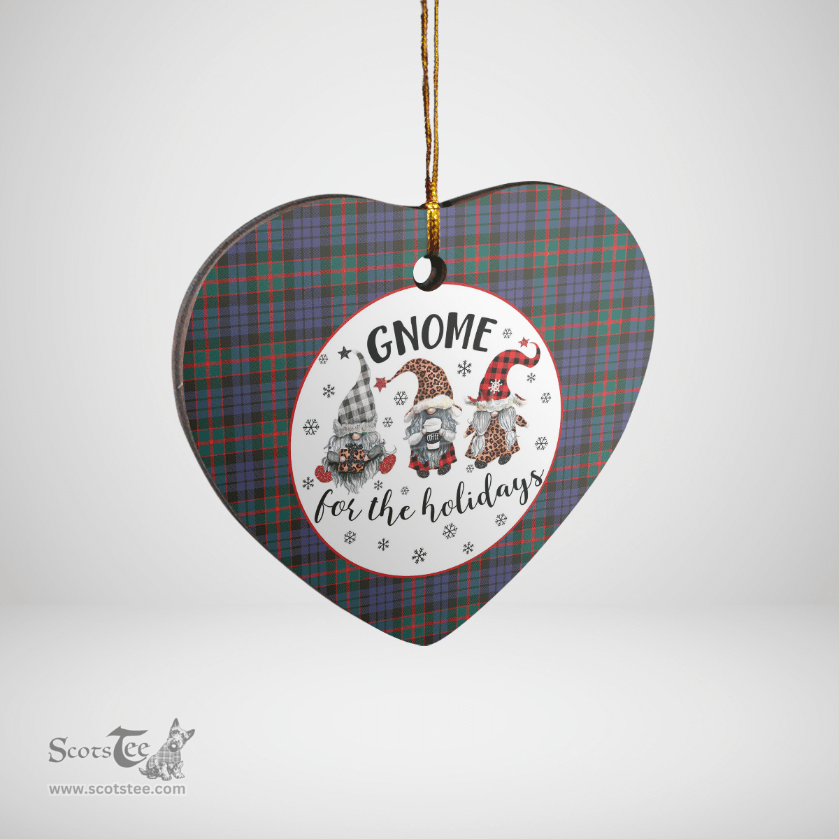 Scottish Fletcher of Dunans Clan Tartan Ceramic Ornament - Gnome Heart Style Scottish Plaid Tartan Plaid