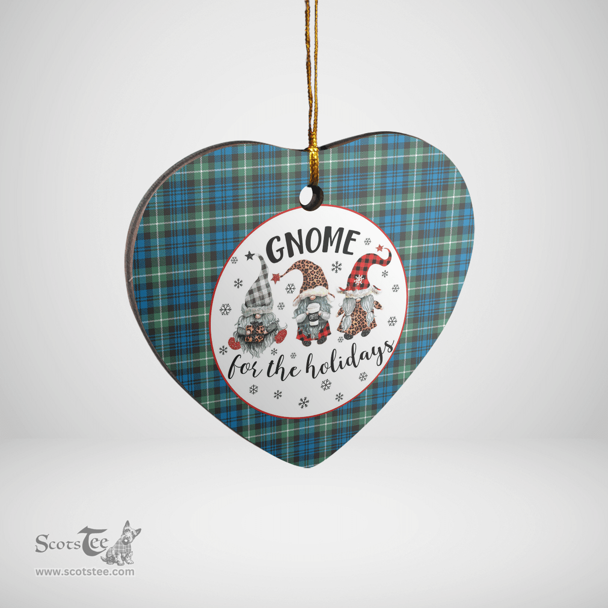 Scottish Lamont Ancient Clan Tartan Ceramic Ornament - Gnome Heart Style Scottish Plaid Tartan Plaid