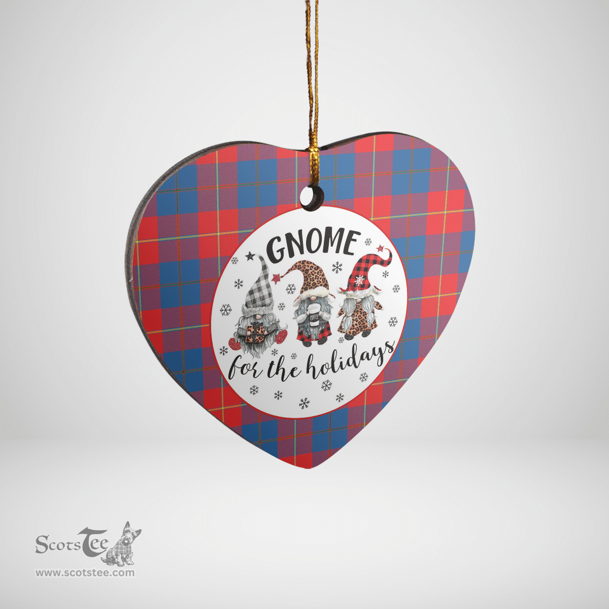 Scottish Galloway Red Clan Tartan Ceramic Ornament - Gnome Heart Style Scottish Plaid Tartan Plaid