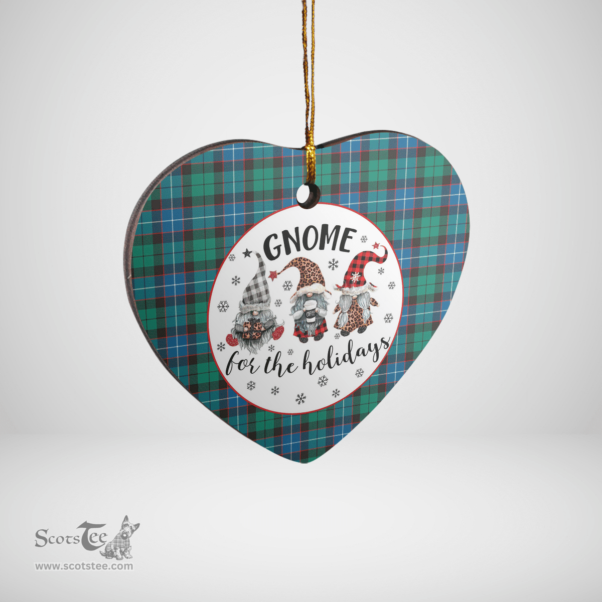 Scottish Hunter Ancient Clan Tartan Ceramic Ornament - Gnome Heart Style Scottish Plaid Tartan Plaid