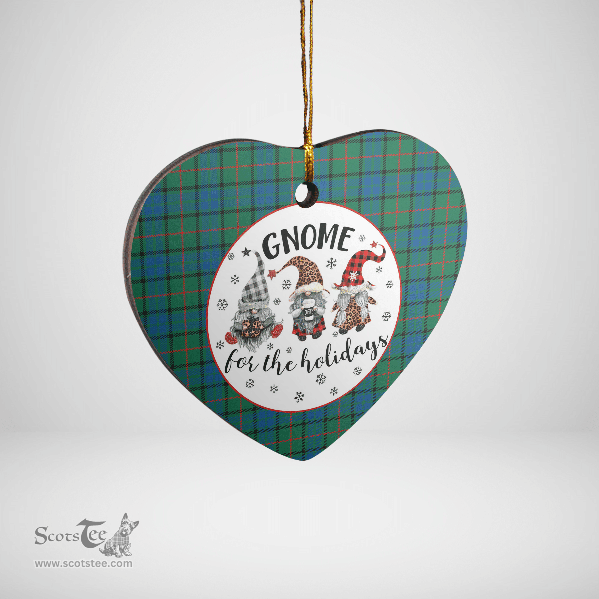 Scottish Lauder Clan Tartan Ceramic Ornament - Gnome Heart Style Scottish Plaid Tartan Plaid