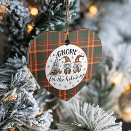 Scottish McNally Clan Tartan Ceramic Ornament - Gnome Heart Style Scottish Plaid Tartan Plaid