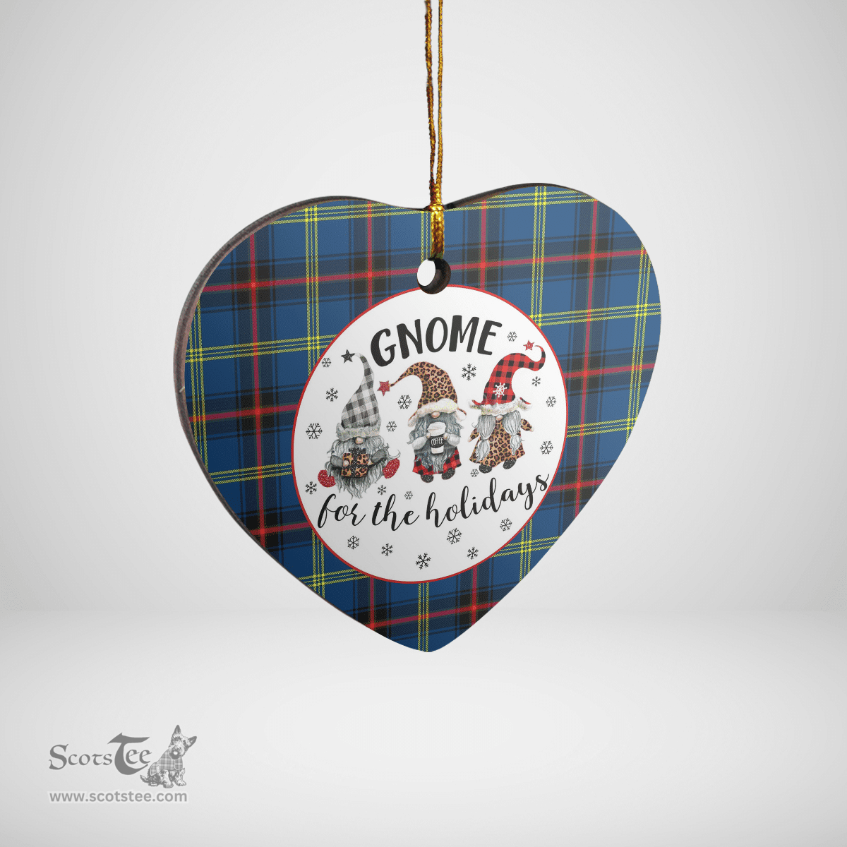 Scottish Grewar Clan Tartan Ceramic Ornament - Gnome Heart Style Scottish Plaid Tartan Plaid