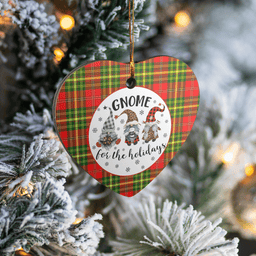 Scottish Leask Clan Tartan Ceramic Ornament - Gnome Heart Style Scottish Plaid Tartan Plaid