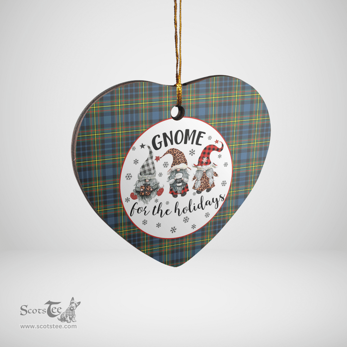 Scottish MacLellan Ancient Clan Tartan Ceramic Ornament - Gnome Heart Style Scottish Plaid Tartan Plaid