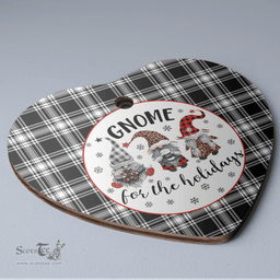 Scottish Menzies Black & White Modern Clan Tartan Ceramic Ornament - Gnome Heart Style Scottish Plaid Tartan Plaid