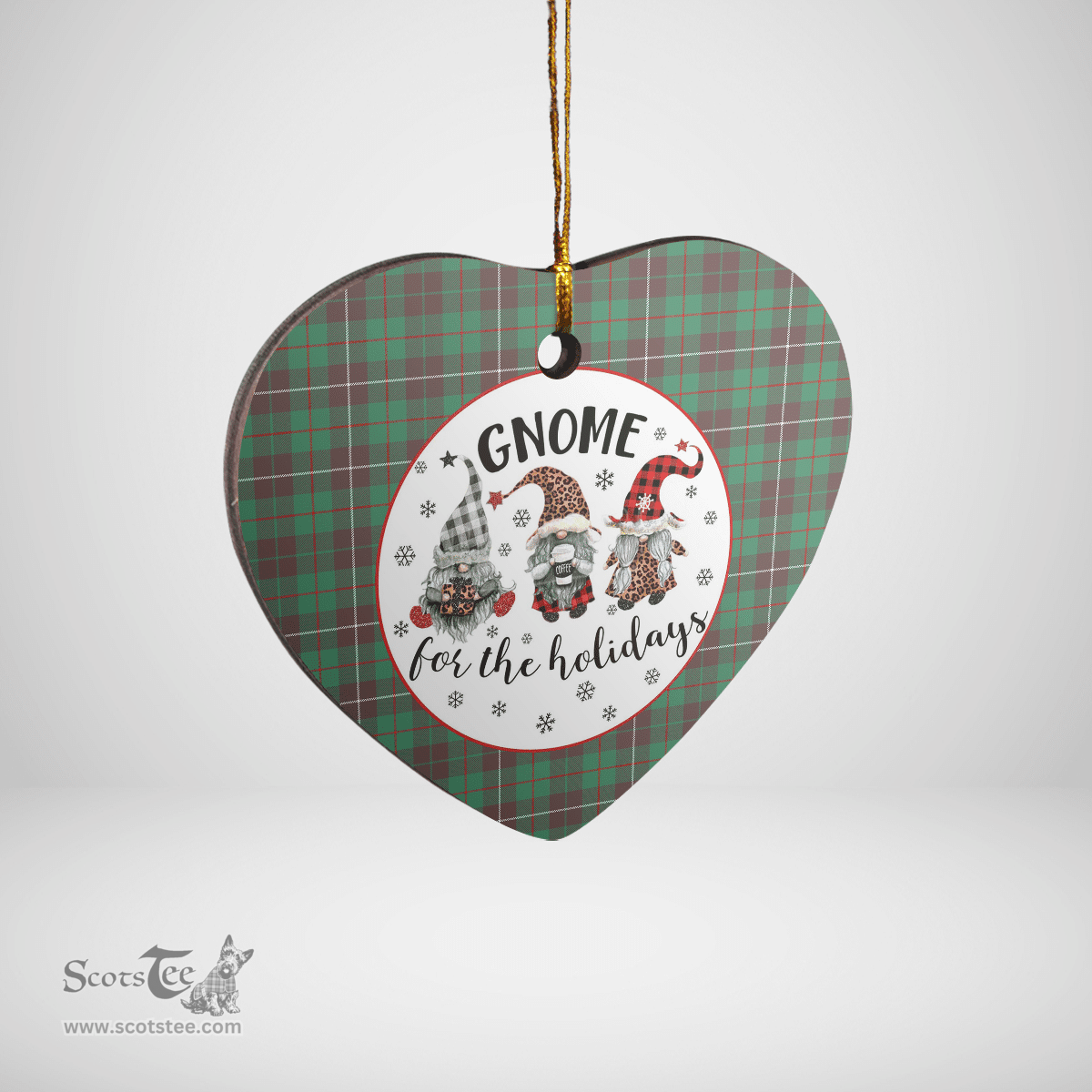 Scottish MacKinnon Hunting Ancient Clan Tartan Ceramic Ornament - Gnome Heart Style Scottish Plaid Tartan Plaid