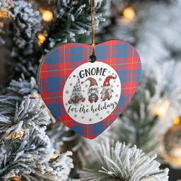 Scottish Galloway Red Clan Tartan Ceramic Ornament - Gnome Heart Style Scottish Plaid Tartan Plaid