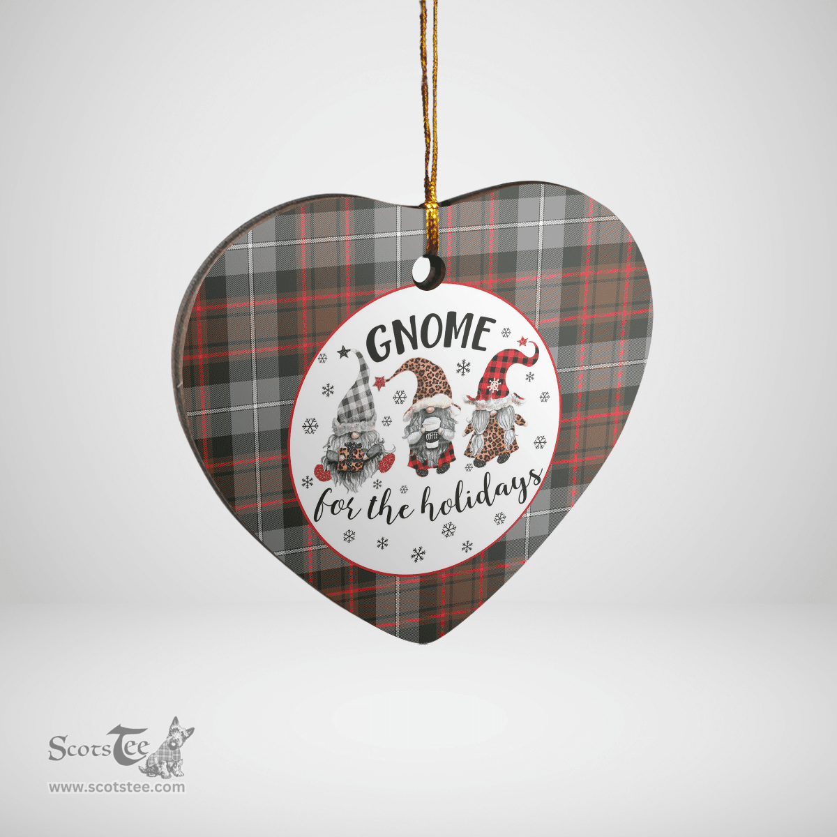Scottish MacRae Hunting Weathered Clan Tartan Ceramic Ornament - Gnome Heart Style Scottish Plaid Tartan Plaid
