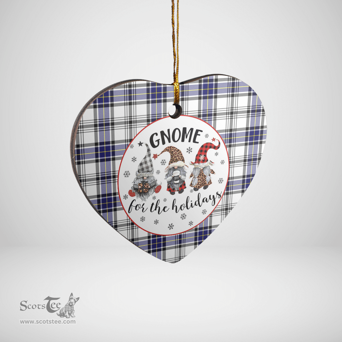 Scottish Hannay Clan Tartan Ceramic Ornament - Gnome Heart Style Scottish Plaid Tartan Plaid