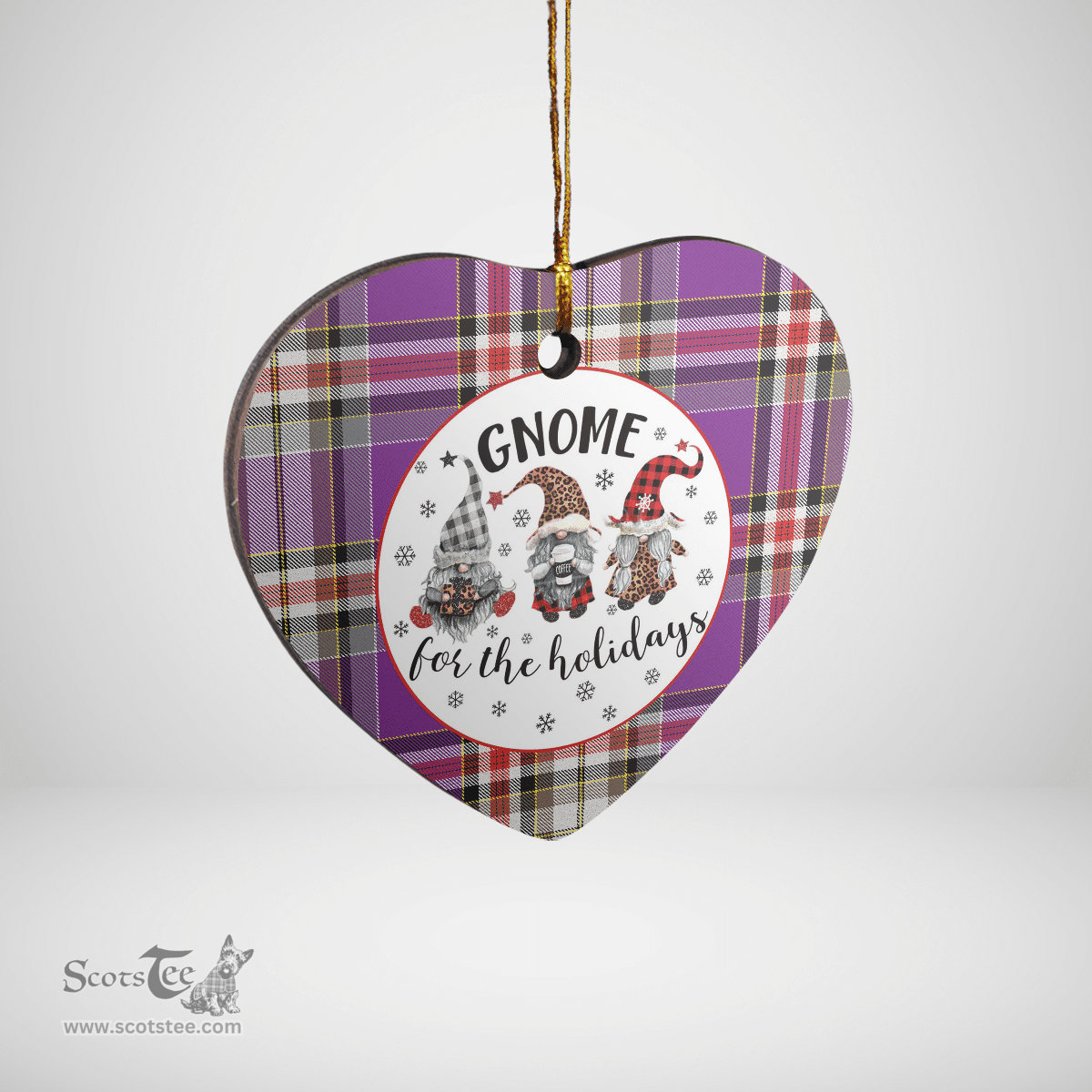 Scottish Lockwood Clan Tartan Ceramic Ornament - Gnome Heart Style Scottish Plaid Tartan Plaid