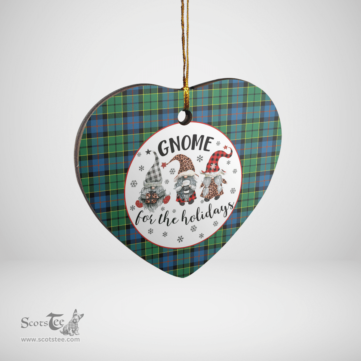 Scottish Forsyth Ancient Clan Tartan Ceramic Ornament - Gnome Heart Style Scottish Plaid Tartan Plaid
