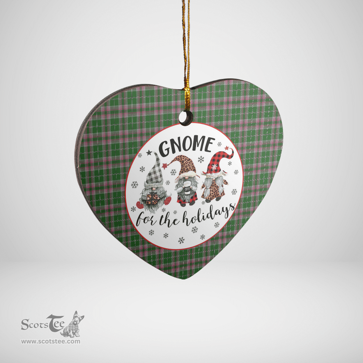 Scottish Gray Hunting Clan Tartan Ceramic Ornament - Gnome Heart Style Scottish Plaid Tartan Plaid