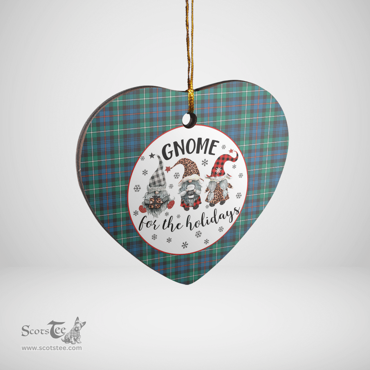 Scottish MacKenzie Ancient Clan Tartan Ceramic Ornament - Gnome Heart Style Scottish Plaid Tartan Plaid