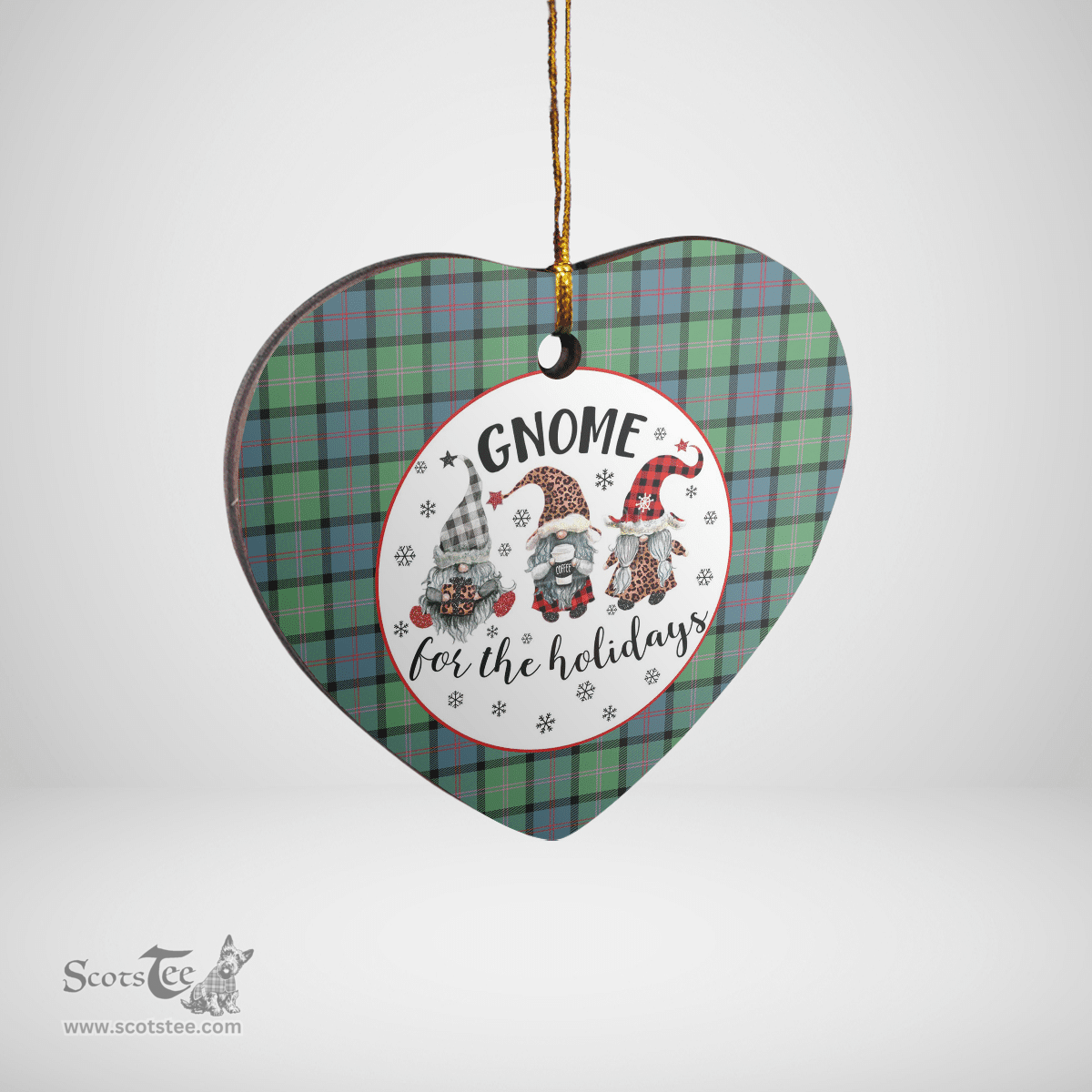Scottish MacThomas Ancient Clan Tartan Ceramic Ornament - Gnome Heart Style Scottish Plaid Tartan Plaid
