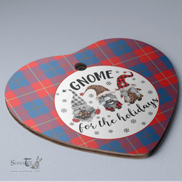 Scottish Galloway Red Clan Tartan Ceramic Ornament - Gnome Heart Style Scottish Plaid Tartan Plaid