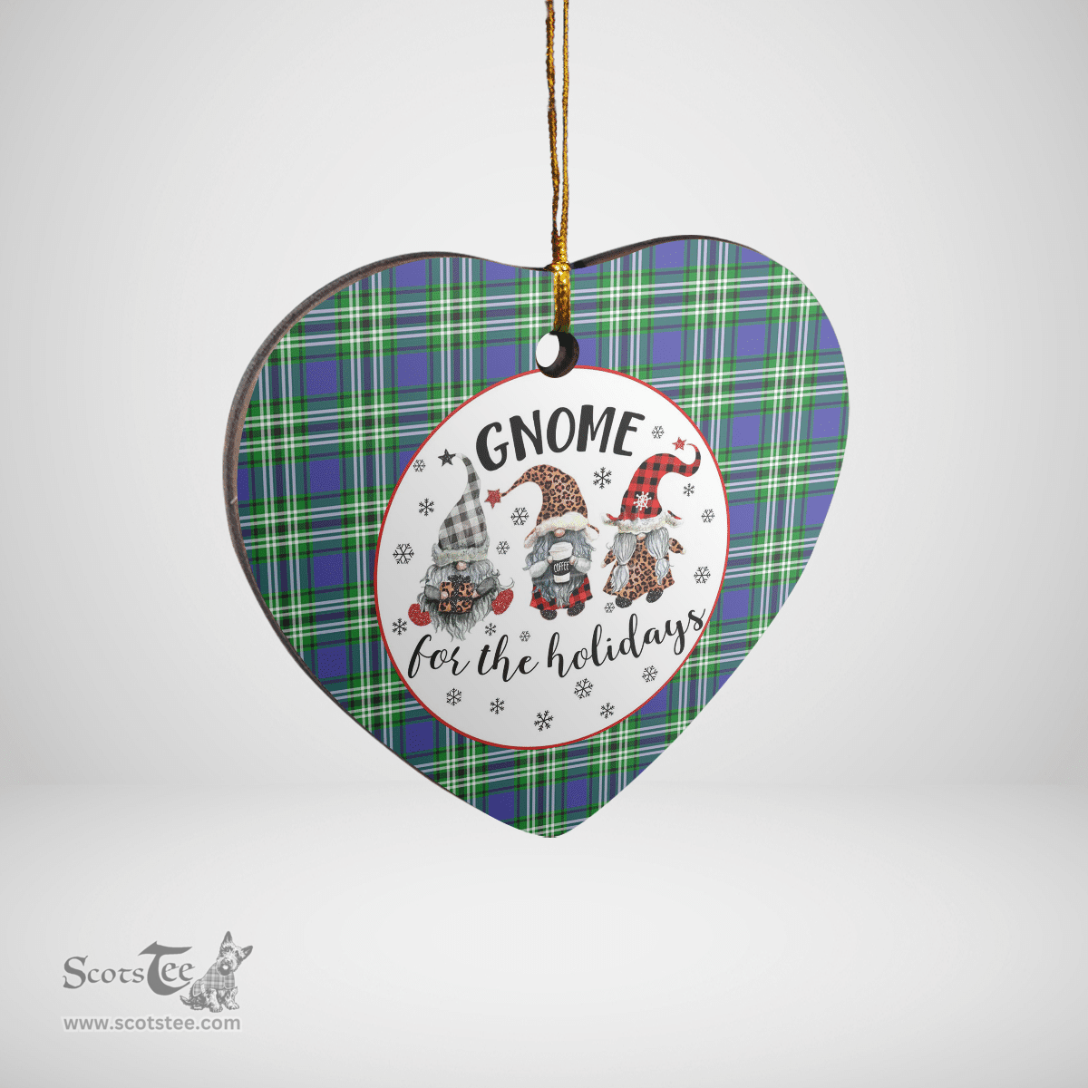 Scottish Learmonth Clan Tartan Ceramic Ornament - Gnome Heart Style Scottish Plaid Tartan Plaid