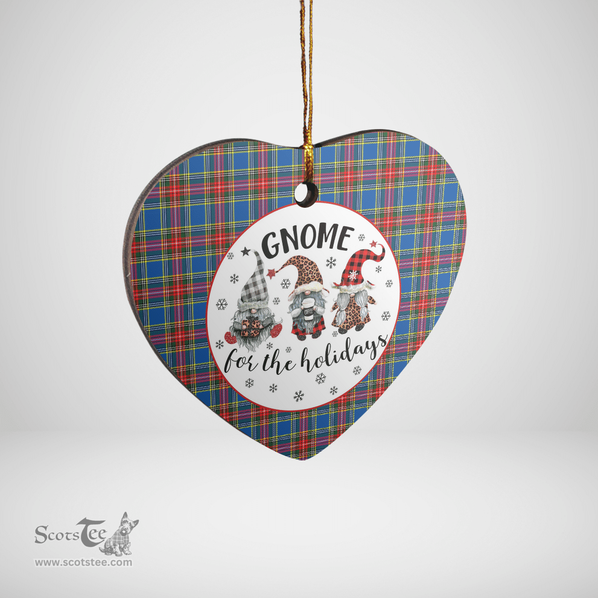 Scottish MacBeth Modern Clan Tartan Ceramic Ornament - Gnome Heart Style Scottish Plaid Tartan Plaid
