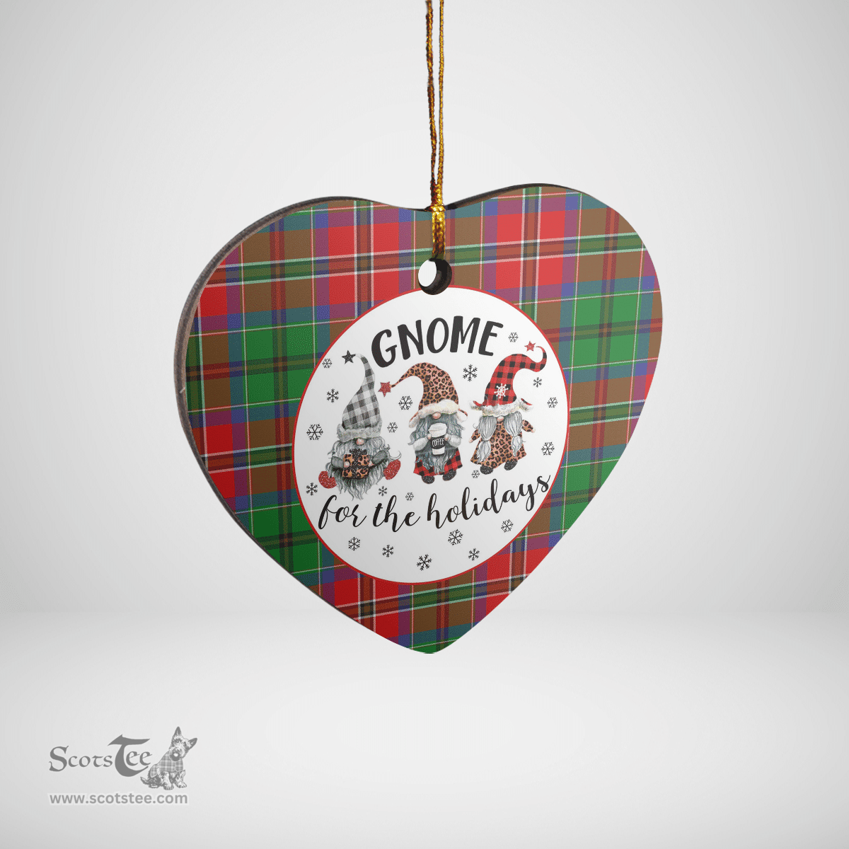 Scottish MacCulloch Clan Tartan Ceramic Ornament - Gnome Heart Style Scottish Plaid Tartan Plaid