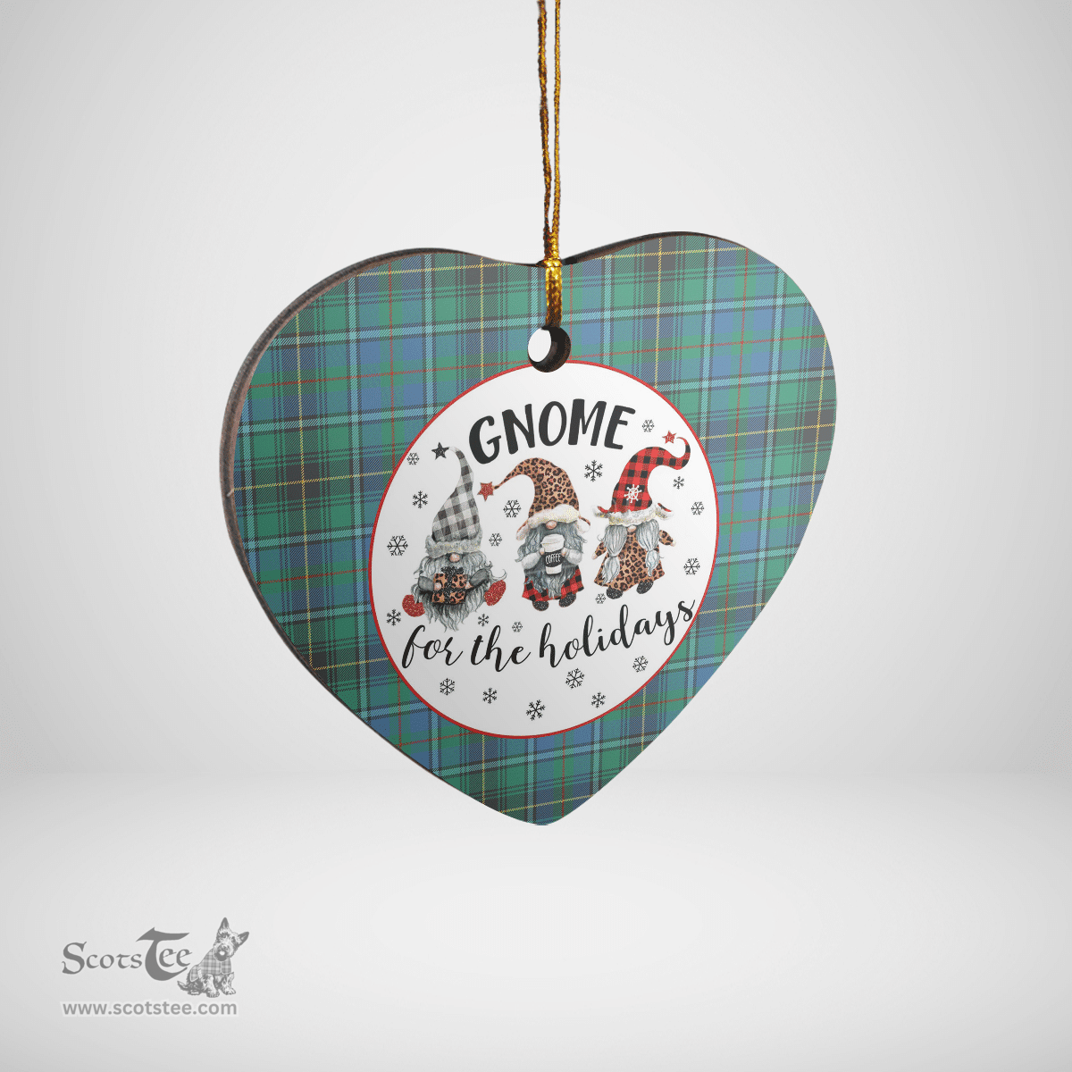 Scottish MacInnes Ancient Clan Tartan Ceramic Ornament - Gnome Heart Style Scottish Plaid Tartan Plaid